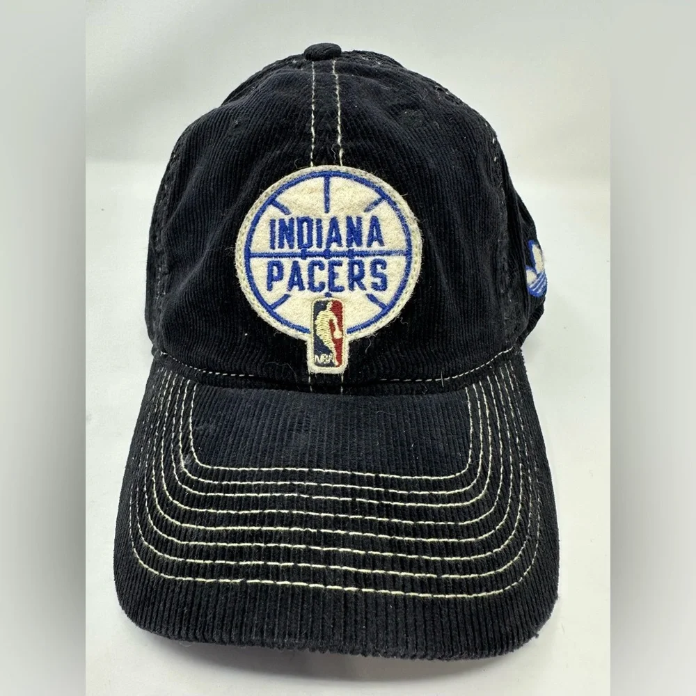 Indiana Pacers NBA Adidas Fitted Corduroy Hat L/XL Navy Blue White‎ Stitch